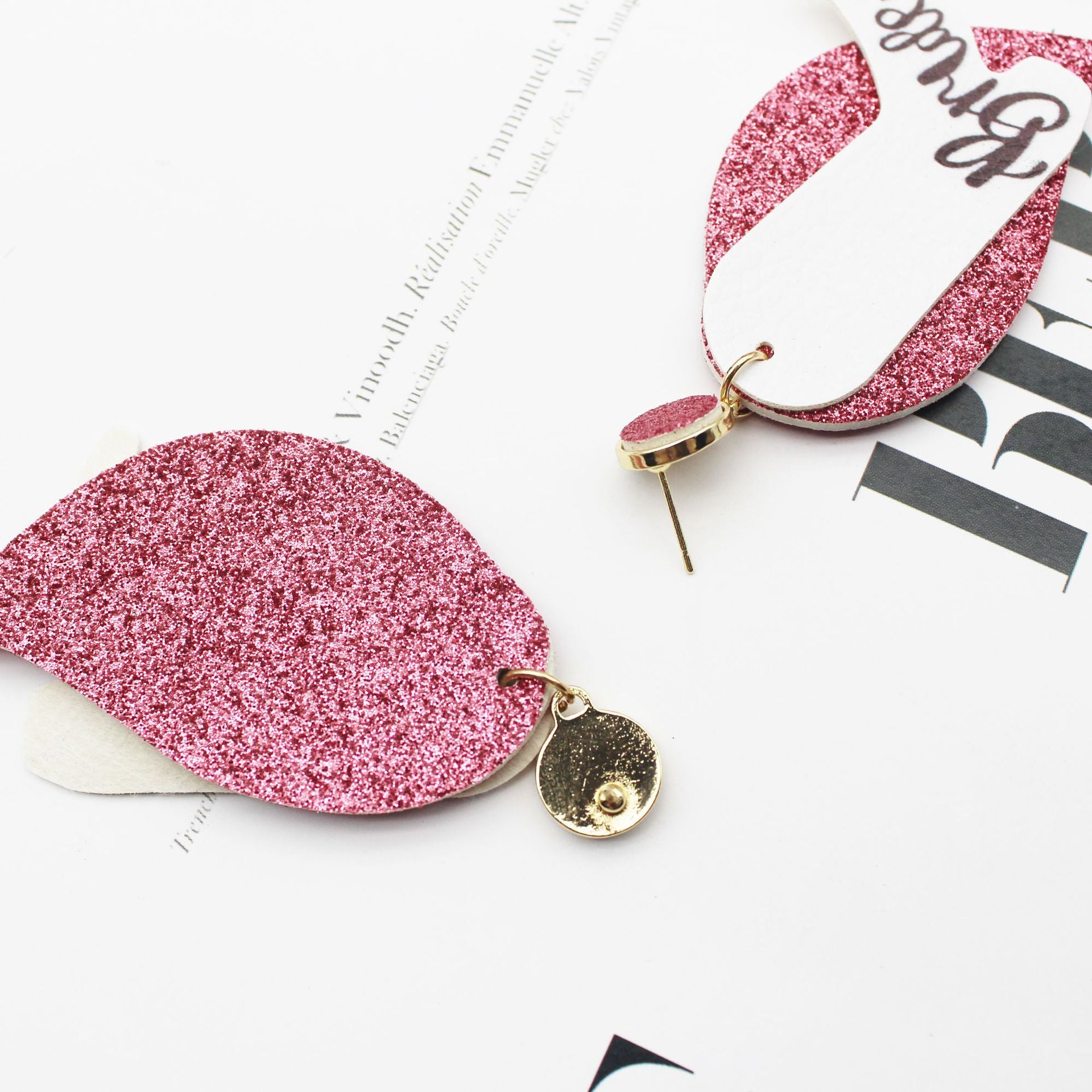 Wholesale Bachelor Party Fine Powder Leaf Boots Leather Earrings